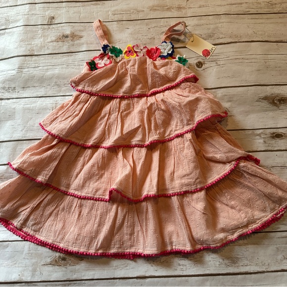 Mini boden pink tiered dress 4/5 nwt